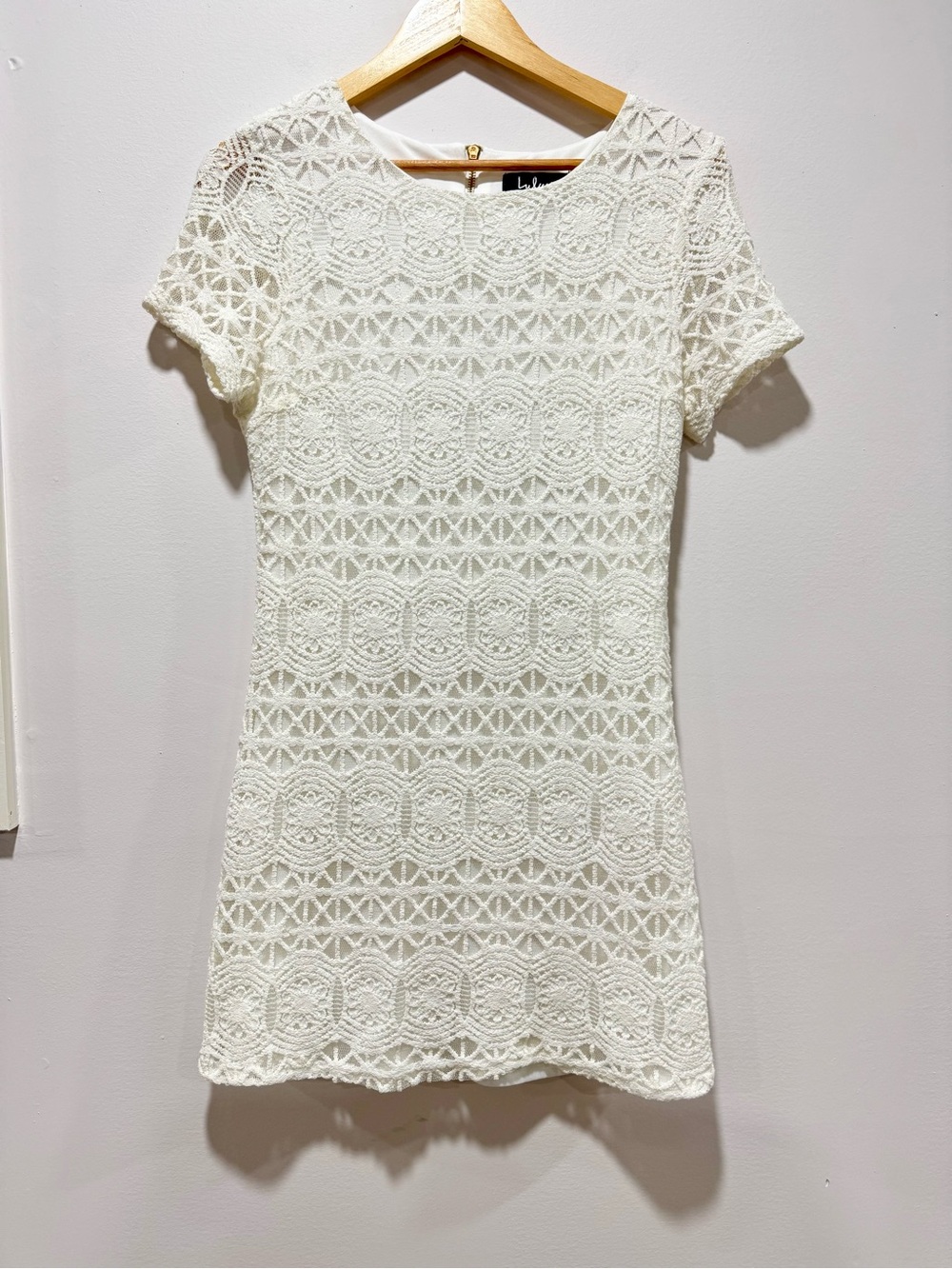 Lulus Love You For Eternity White Lace Shift Dress Size M